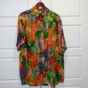 Vintage Kaftan Ruth Norman New York Tropical Print Tunic Caftan Shift Sz Md/Lg